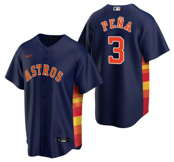 Men's Houston Astros #3 Jeremy Peña Navy Cool Base Stitched Jersey